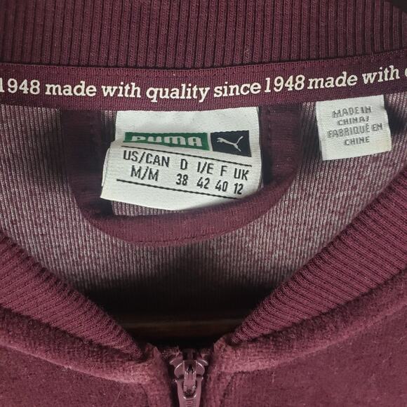 Puma Velour Track Jacket Women M Burgundy Full Zip Long Sleeve Pockets Cozy - Picture 5 of 8